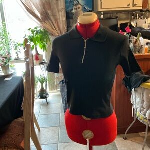 Black Short Sleeve Polo Top